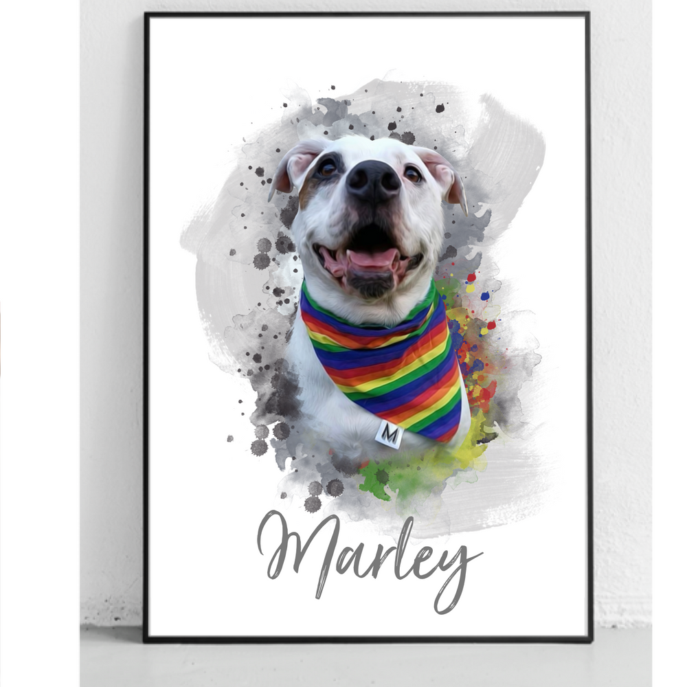 Paint Splat Pet Portrait Print Gift #6 image